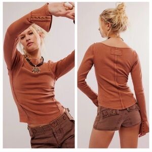 Free People We The Free Soul Sister Terracotta Ribbed Top